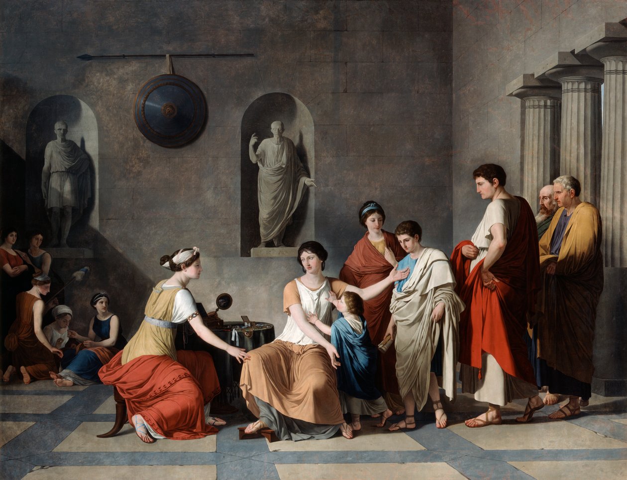 Gracchin äiti, n. 1780 tekijältä Joseph Benoît Suvée