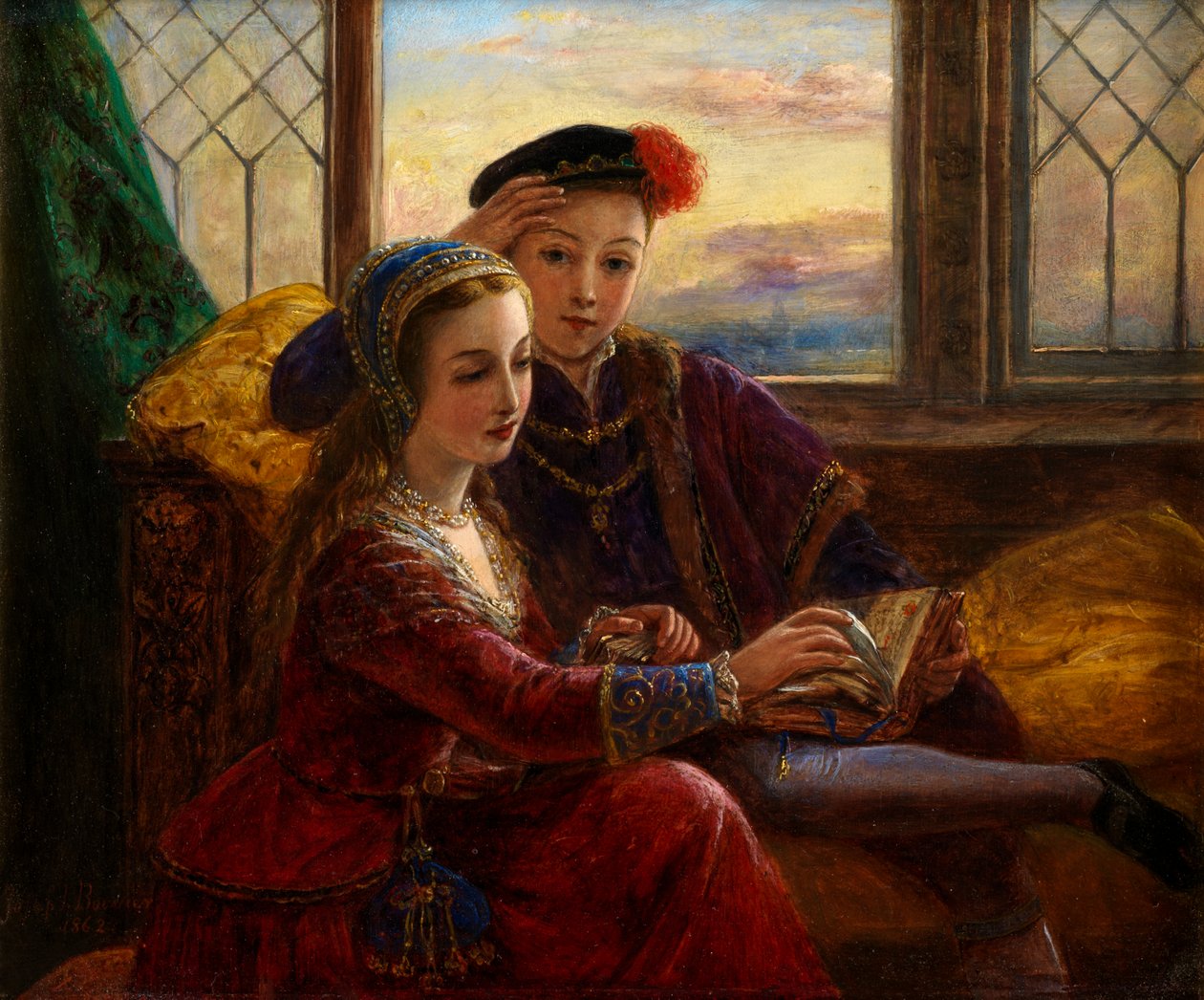 Edward VI ja Lady Jane Gray (öljy aluksella) tekijältä Joseph Bouvier