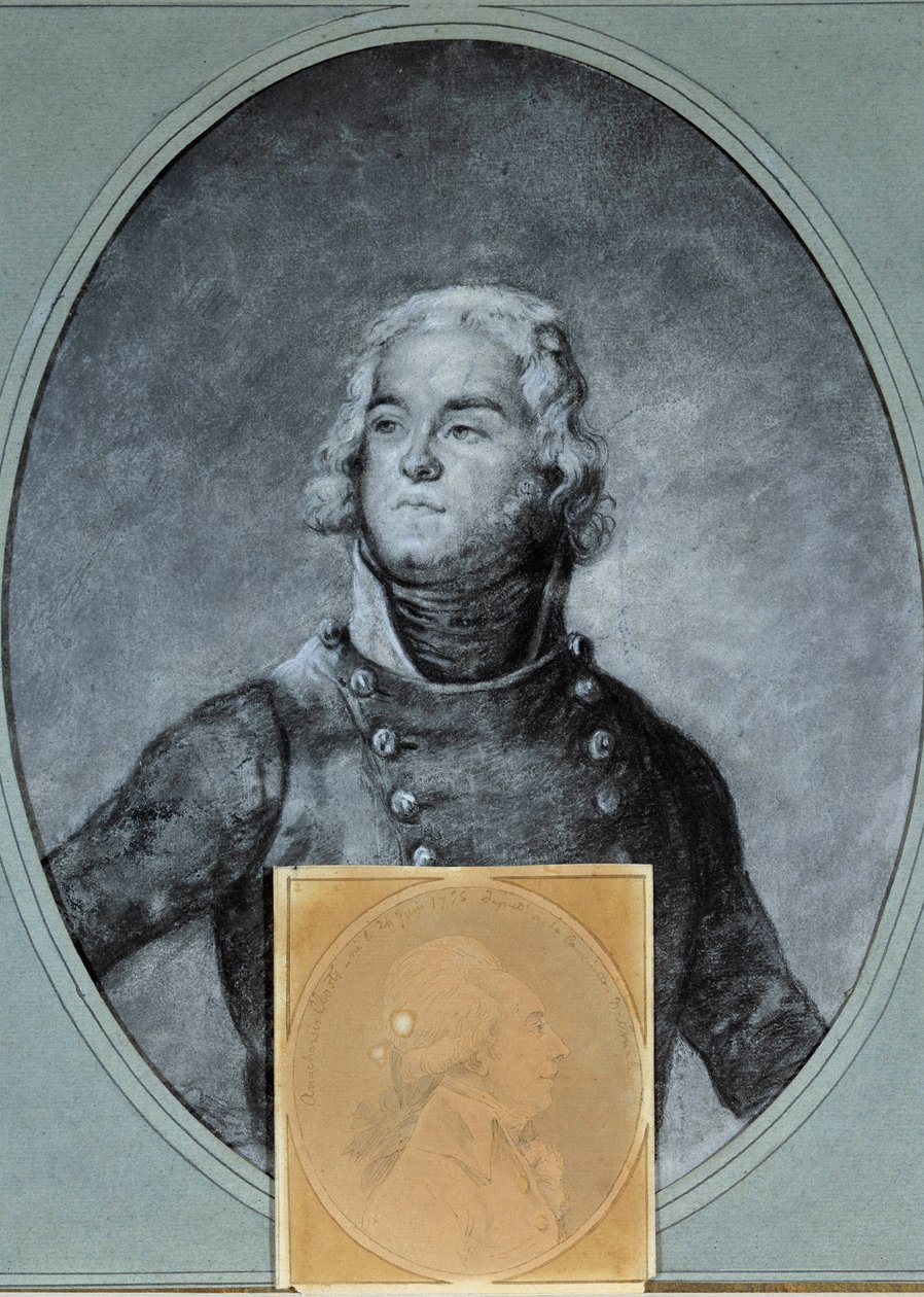 Kenraali Louis Lazare Hochen (1768-1797) muotokuva Alla, kansalliskonventin varajäsenen Anarchasis Clootsin (1755-1794) muotokuva. Joseph Bozen (1744/1745-1826) piirustus 1700-luku. Versailles, Lambinet-museo tekijältä Joseph Boze