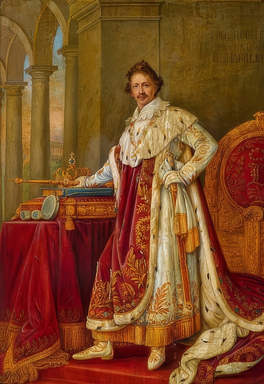 Baijerin kuningas Ludwig I kruunujuhlissa. (katso myös kuva numero 63815) tekijältä Joseph Carl Stieler