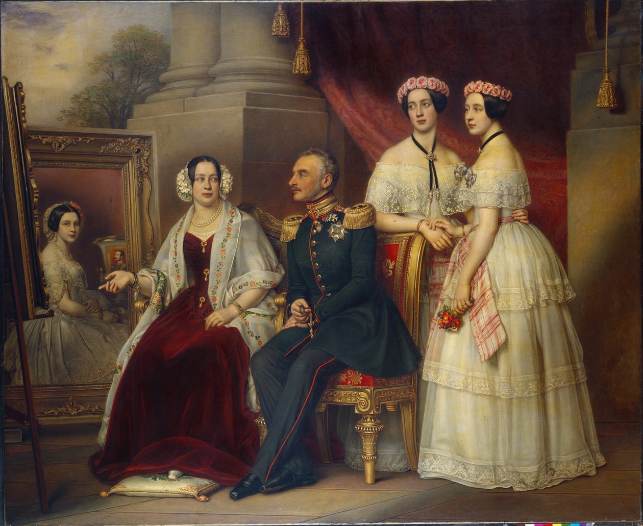 Perhekuva Josephista, Saksi Altenburgin herttuasta (Saxe-Altenburg) (1789-1868) - Joseph Karl Stielerin (1781-1858) maalaus, öljy kankaalle tekijältä Joseph Carl Stieler