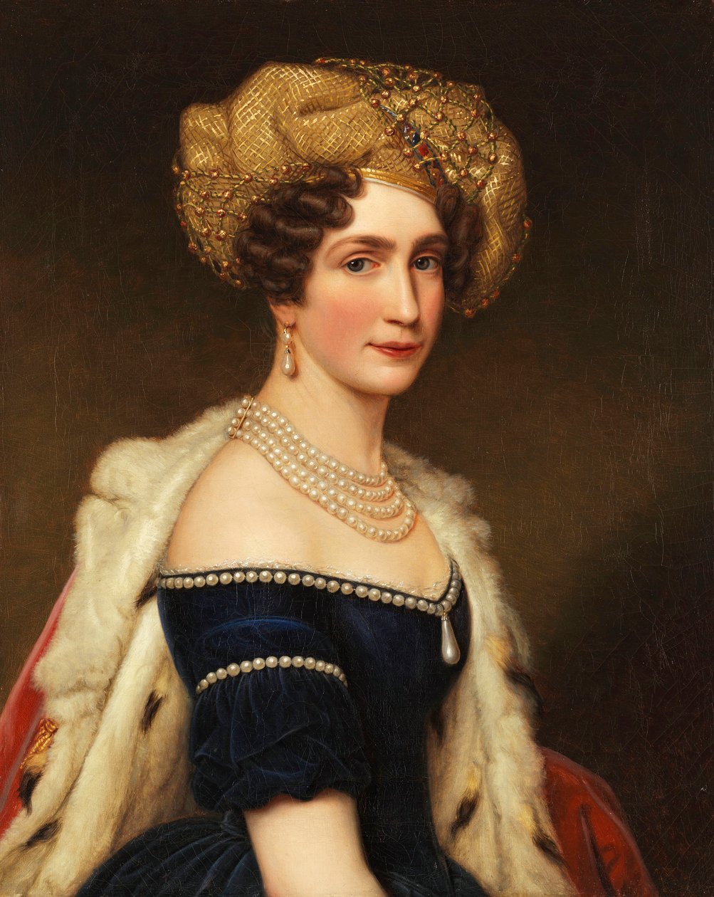 Baijerin prinsessa Augusta (1788-1851), Leuchtenbergin herttuatar, noin 1825 (öljy kankaalle). tekijältä Joseph Carl Stieler