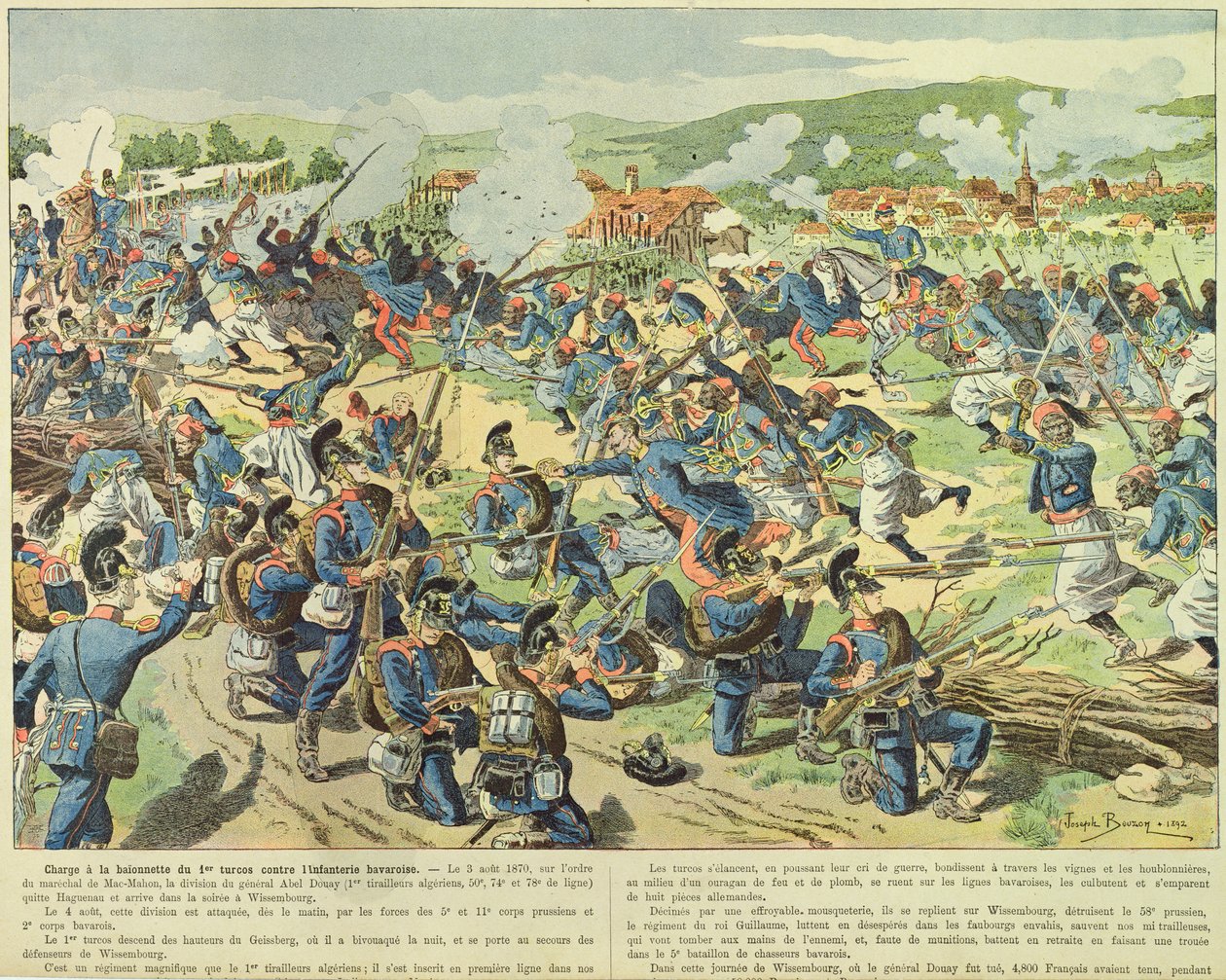 Wissembourgin taistelu 3.-4. elokuuta 1870 tekijältä Joseph Charles (after) Beuzon