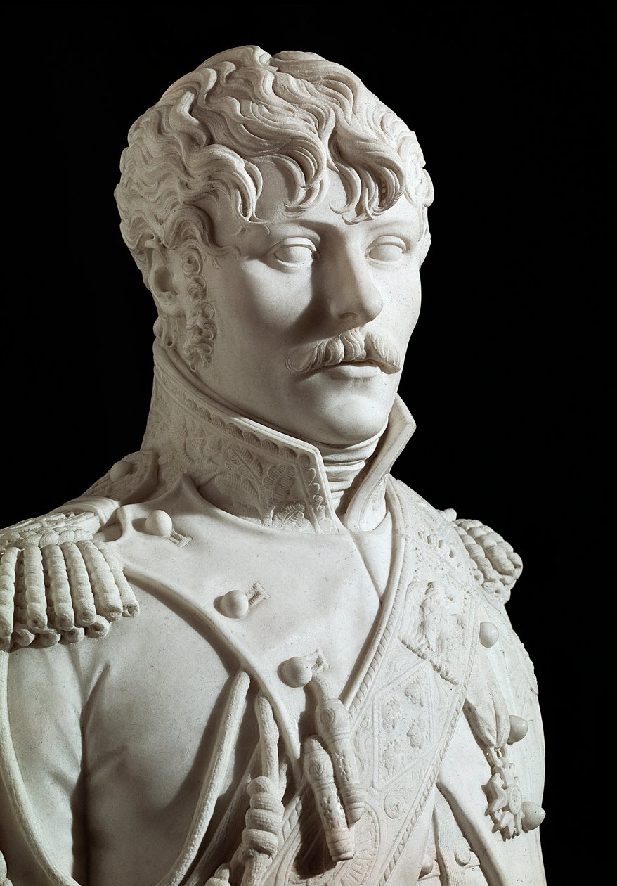 Eugene Rose de Beauharnais kutsui prinssi Eugenea Italian varakuninkaaksi ja sitten Leuchtenbergin herttuaksi (1781-1824), Napoleon I:n adoptiopojaksi Joseph Chinardin marmoriveistos (1756-1813) 1806 Versailles, linnamuseo tekijältä Joseph Chinard