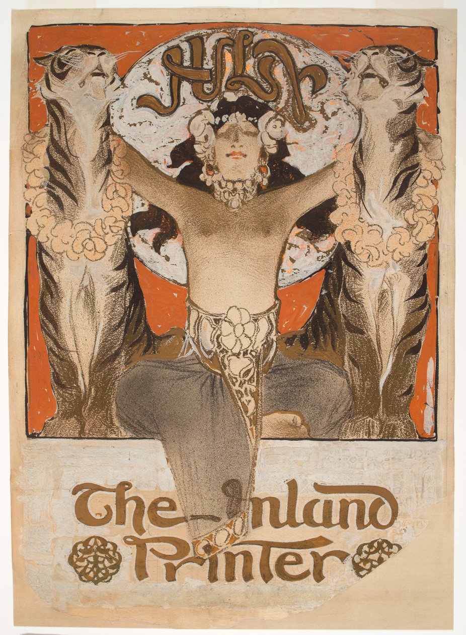 Kansikuva "The Inland Printer" (kynä ja muste, grafiitti ja valkoinen guassi paperille) tekijältä Joseph Christian Leyendecker