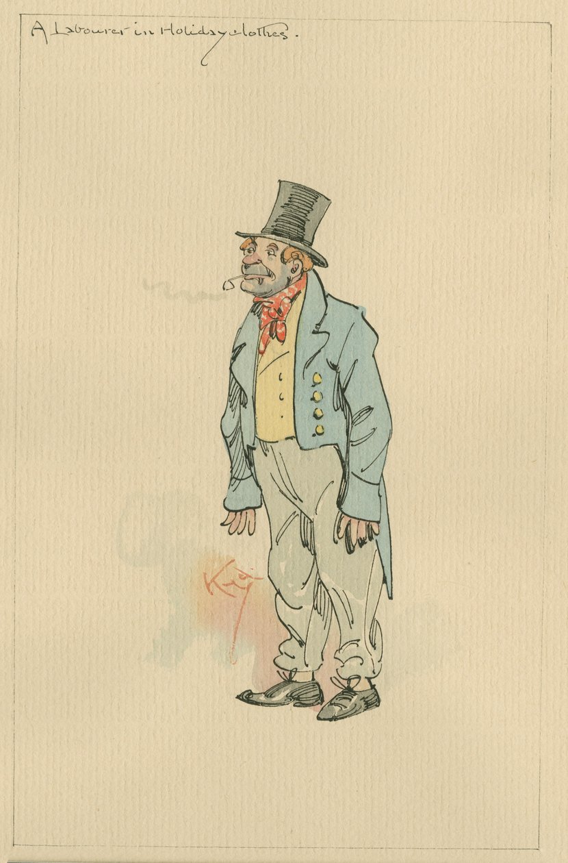 A Laborer in Holiday Clothes, noin 1920-luku (kynä ja muste wc:llä paperilla) tekijältä Joseph Clayton Clarke