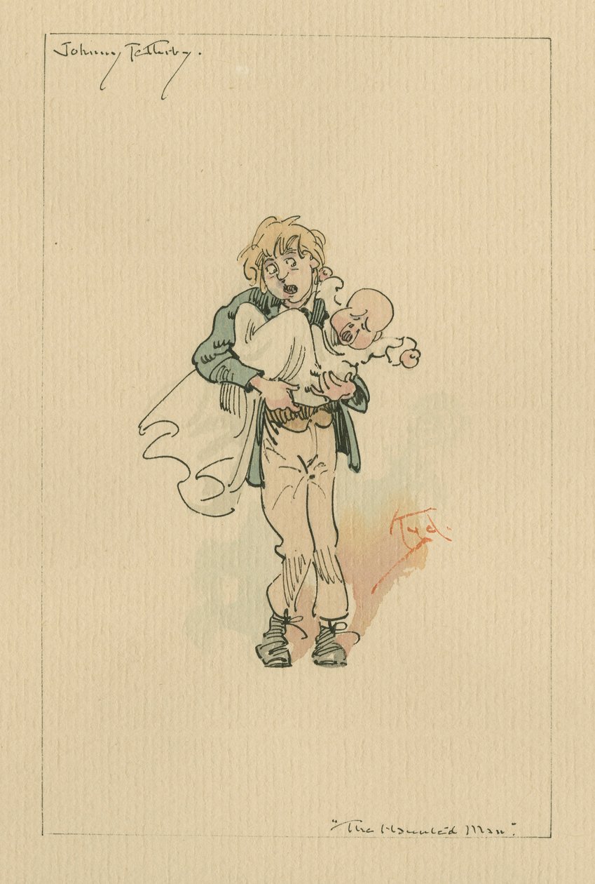 Johnny Tellerby - Kummitusmies ja kummituksen kauppa, noin 1920-luku (kynä ja muste wc:llä paperilla) tekijältä Joseph Clayton Clarke