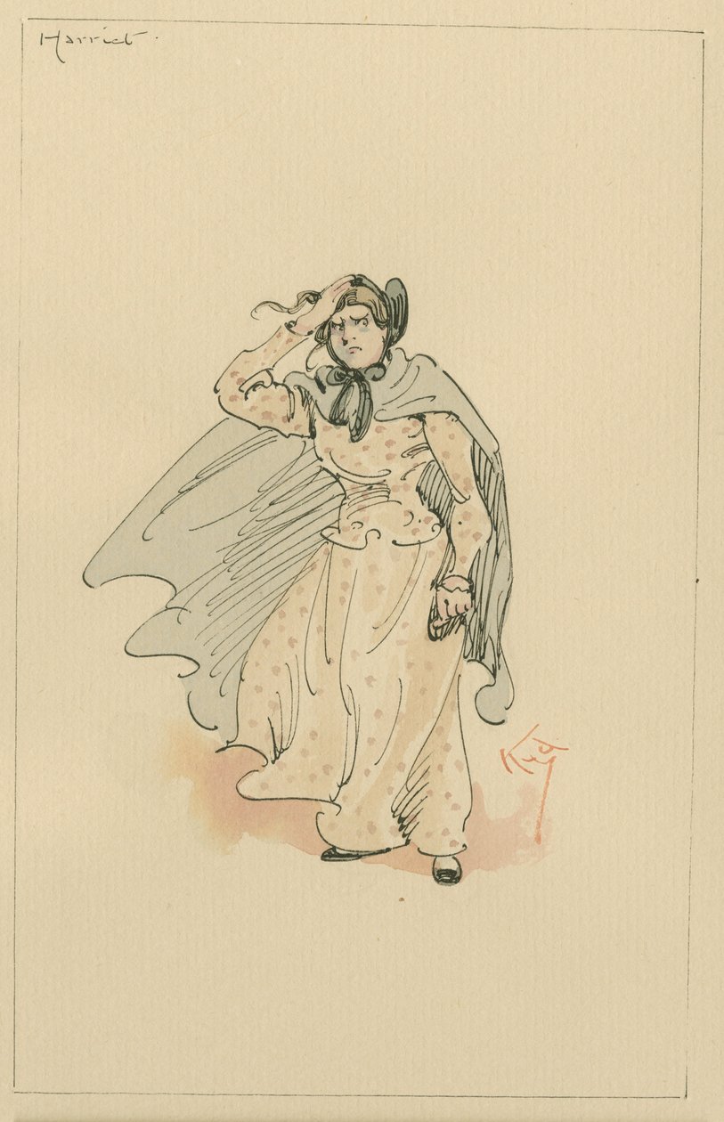 Neiti Harriet Carker, n. 1920-luku (kynä ja muste wc:llä paperilla) tekijältä Joseph Clayton Clarke