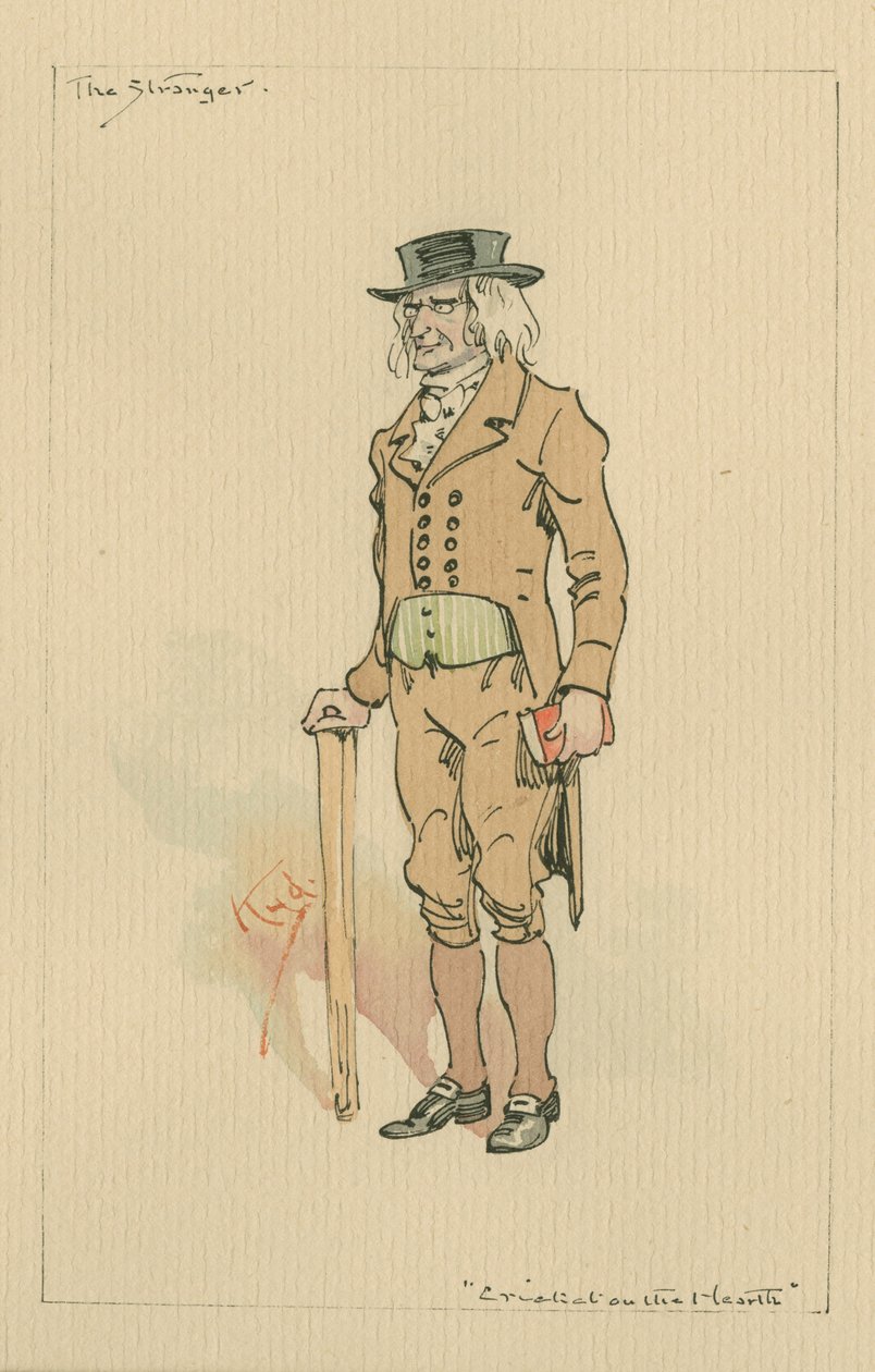 The Stranger, or Edward Plummer - The Cricket on the Hearth, n.1920s (tussi ja tussi, wc paperille). tekijältä Joseph Clayton Clarke