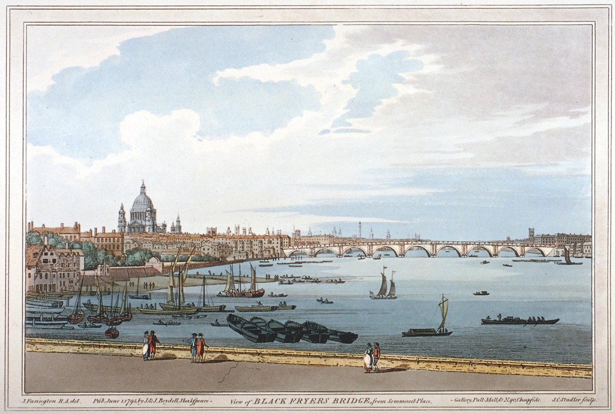 Blackfriars Bridge, Lontoo, 1795 tekijältä Joseph Constantine Stadler