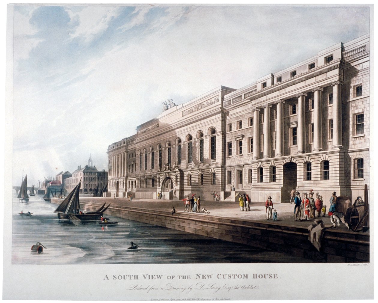 Custom House, Lontoon kaupunki, 1817 tekijältä Joseph Constantine Stadler