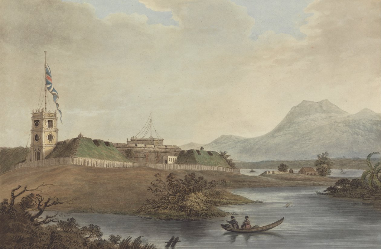 Fort Marlborough, Benkulen, Sumatra, 1799 tekijältä Joseph Constantine Stadler