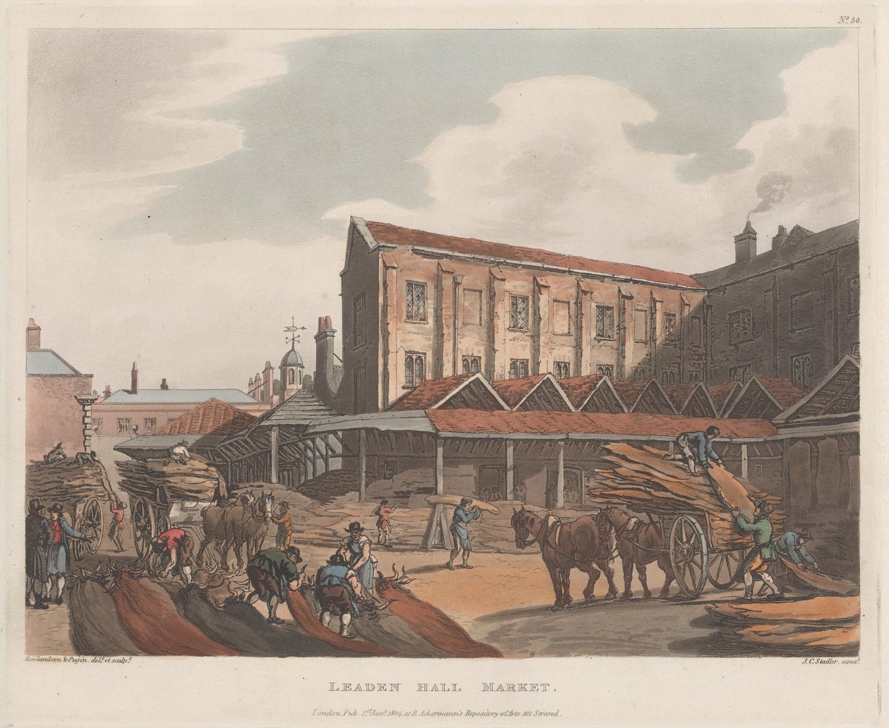 Leadenhall Market, 1. tammikuuta 1809, 1. tammikuuta 1809. tekijältä Joseph Constantine Stadler