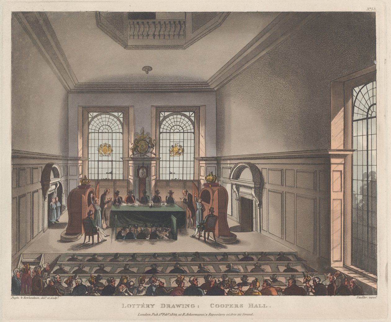 Lotto Drawing, Coopers Hall, 1. helmikuuta 1809, 1. helmikuuta 1809. tekijältä Joseph Constantine Stadler