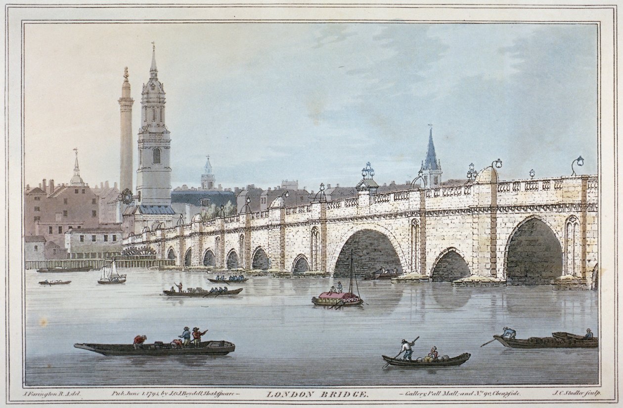 Old London Bridge, 1795 tekijältä Joseph Constantine Stadler