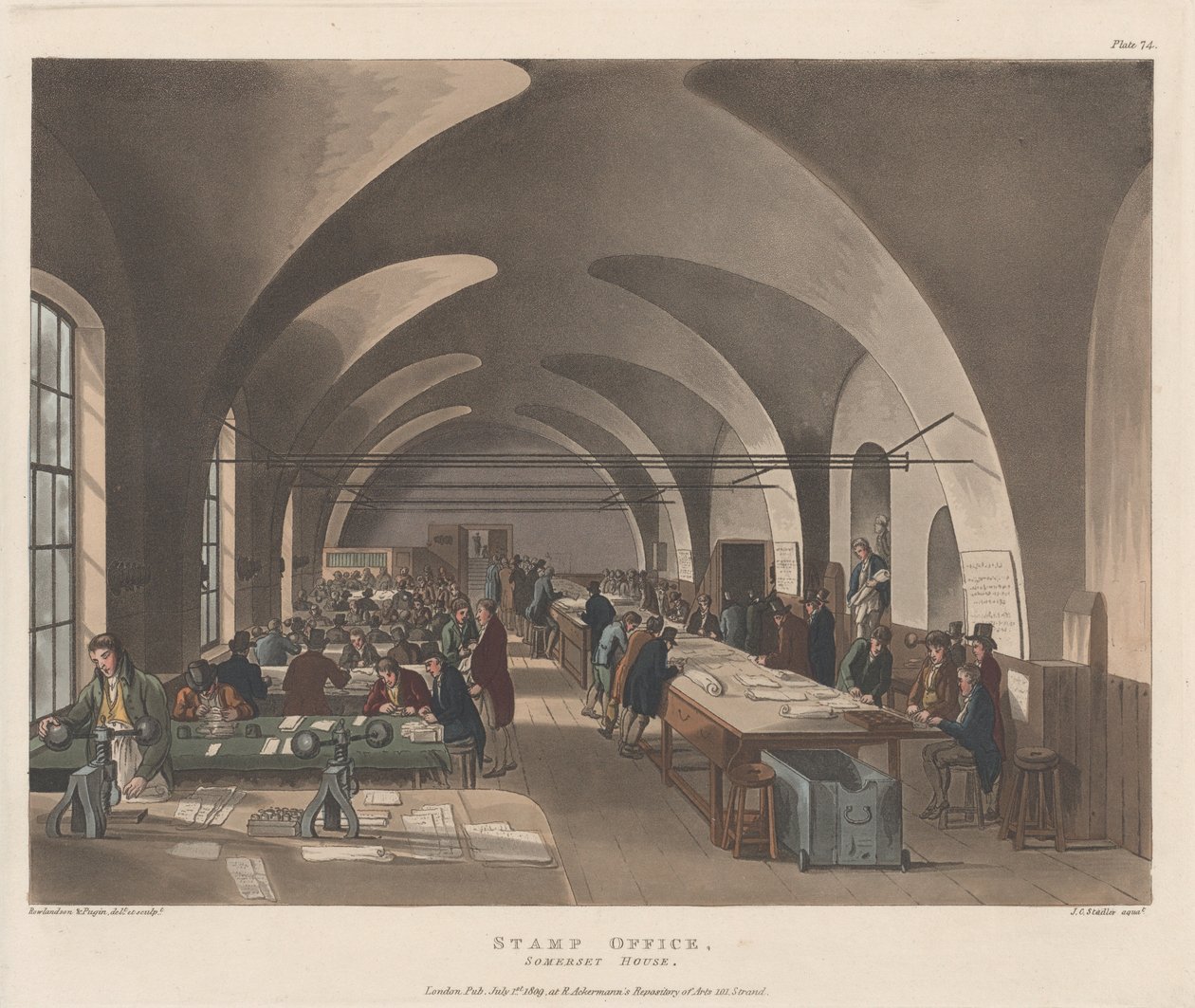 Postimerkkitoimisto, Somerset House, 1. heinäkuuta 1809, 1. heinäkuuta 1809. tekijältä Joseph Constantine Stadler