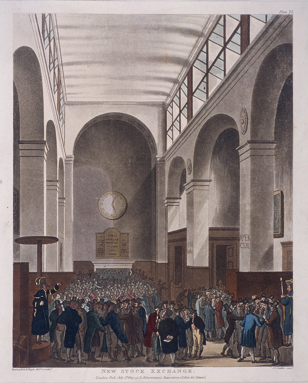Pörssi, Bartholomew Lane, Lontoo, 1809 tekijältä Joseph Constantine Stadler