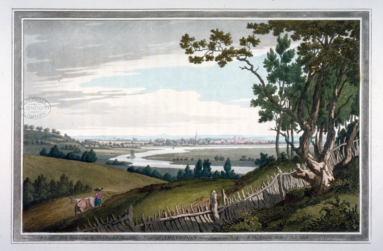 Näkymä Abingdoniin Nuneham Parkista, Berkshirestä, 1793 tekijältä Joseph Constantine Stadler