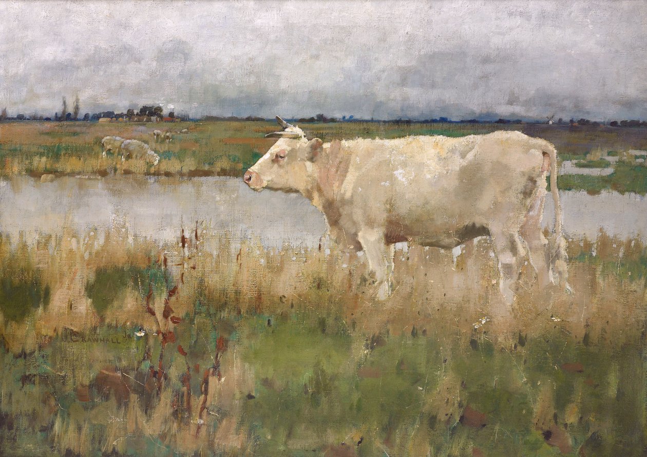 Lincolnshire Pasture, n. 1882-3 (öljy kankaalle) tekijältä Joseph Crawhall