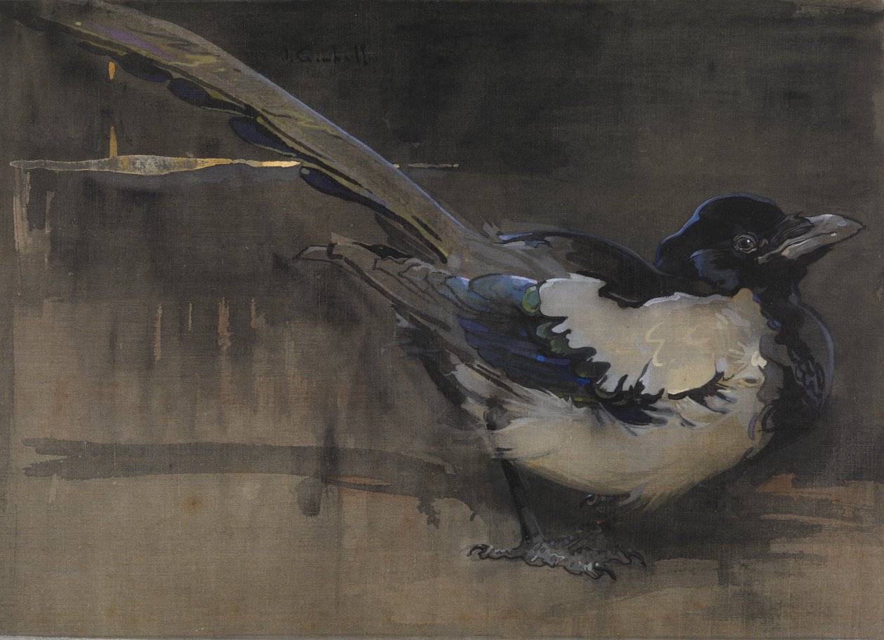Harakka (guassi pellavalle) tekijältä Joseph Crawhall
