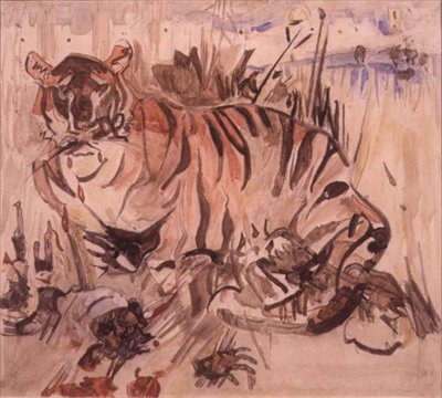 Tiger (akvarelli paperille) tekijältä Joseph Crawhall