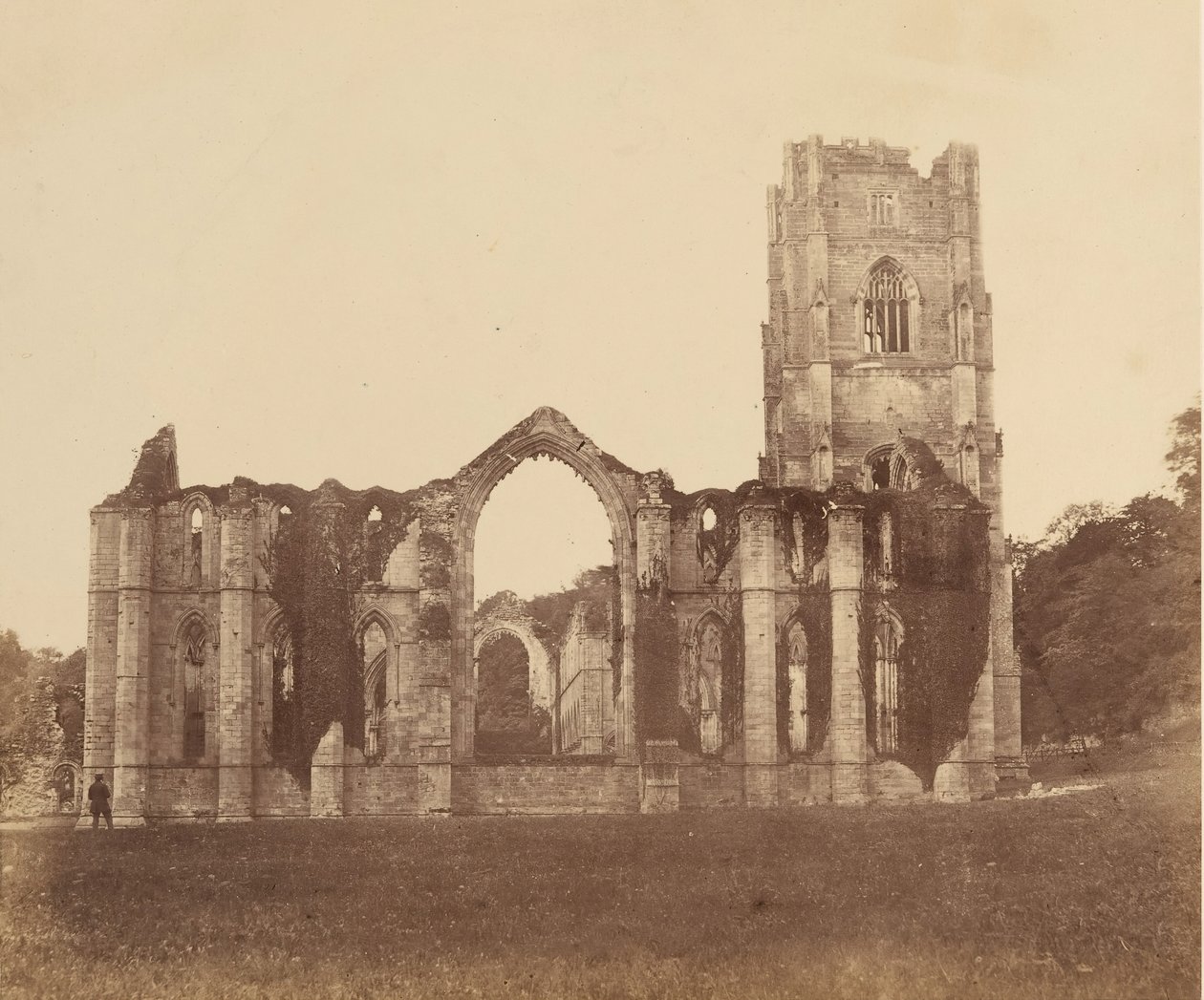 Abadia de les Fonts. La capella dels nou alters, exterior, 1850. finlandès tekijältä Joseph Cundall