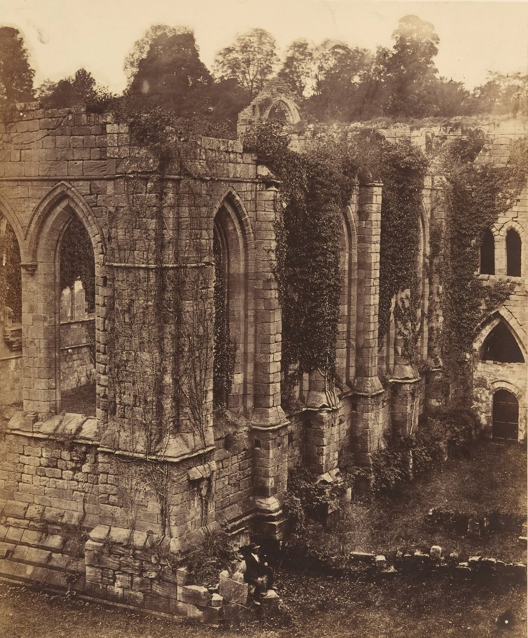 Fountains Abbey. Ruokasali ja keittiö, 1850-luku. tekijältä Joseph Cundall