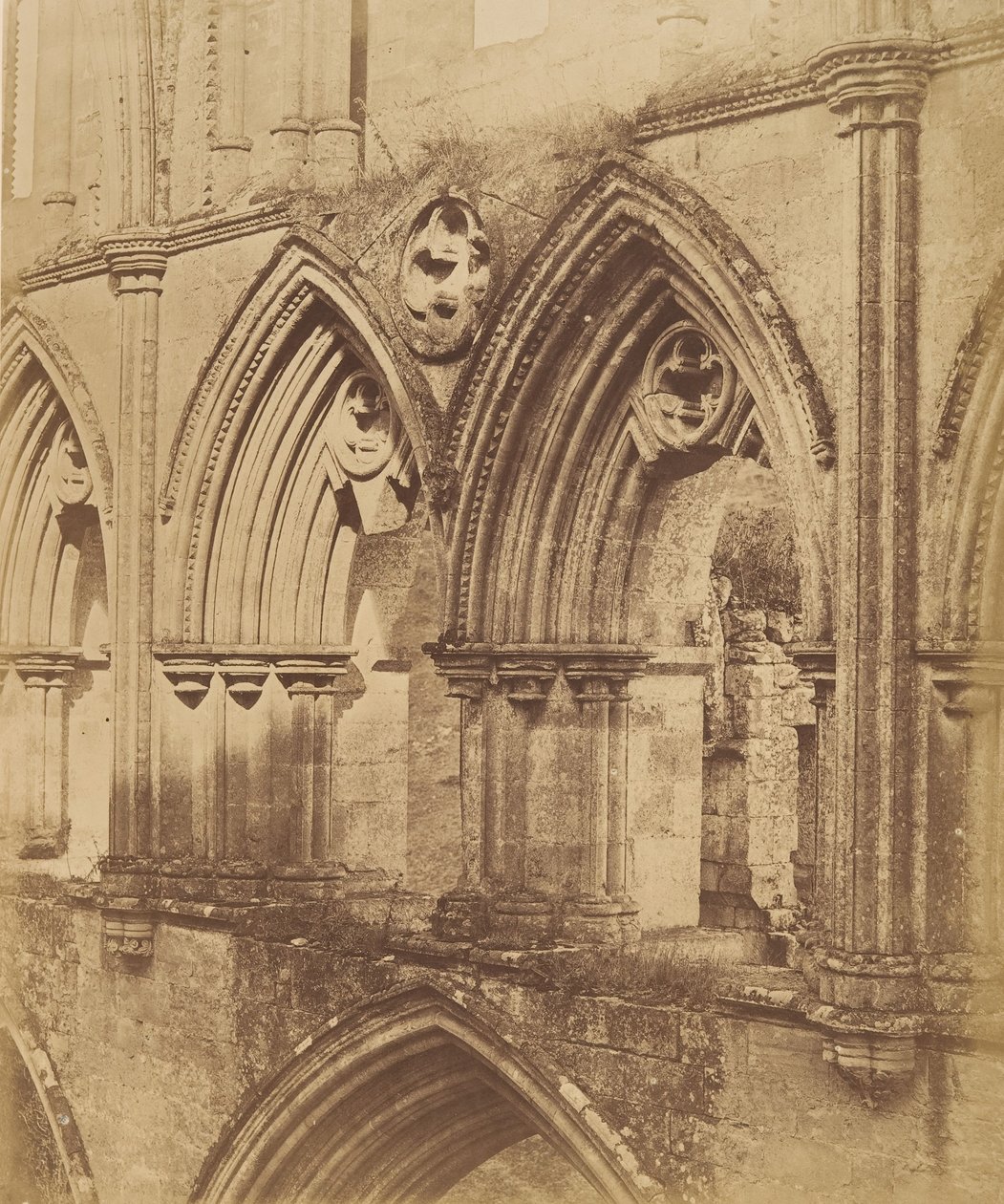 Rievaulxin luostari. Triforium Arches, 1850 tekijältä Joseph Cundall