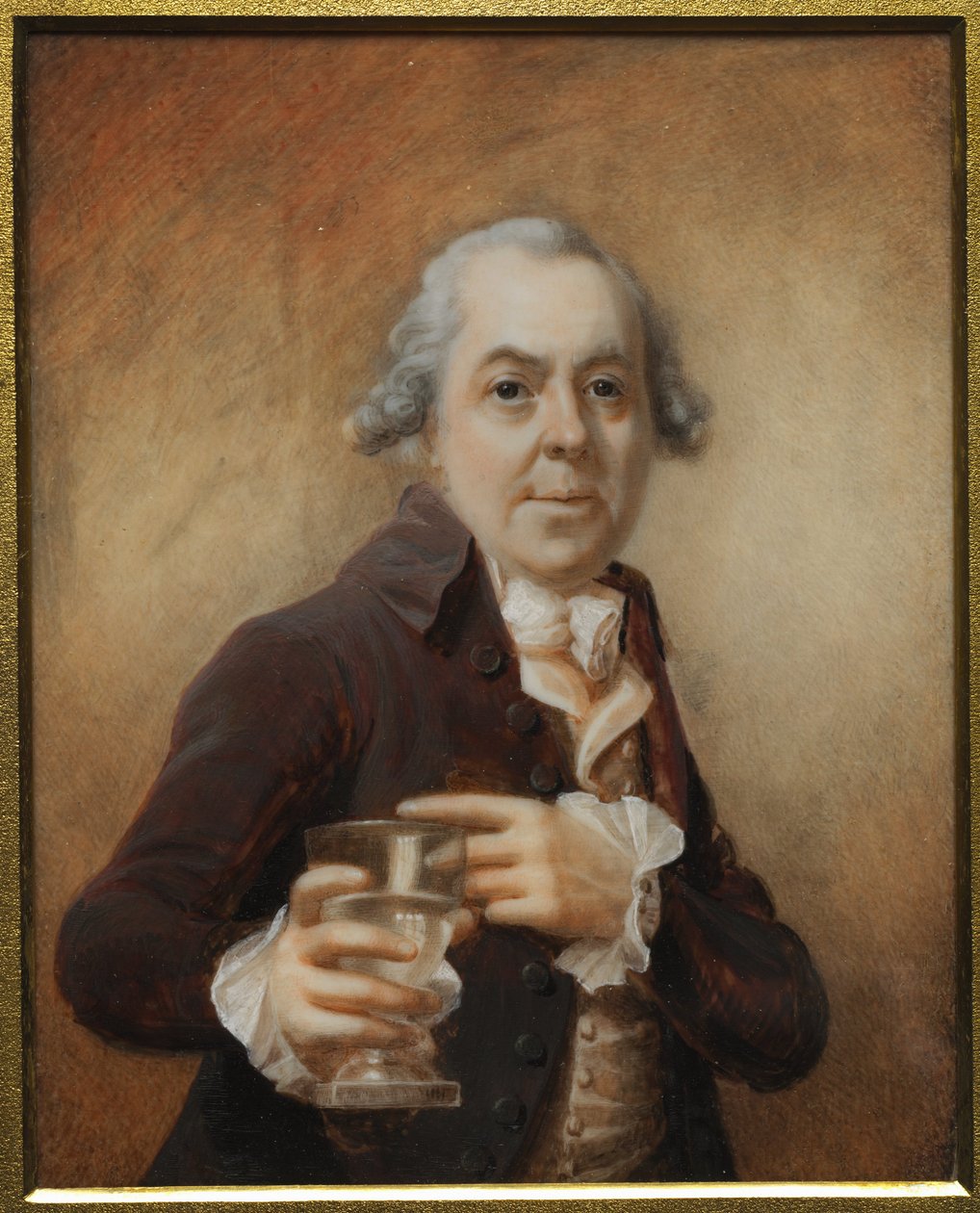 Muotokuva lasia pitelevästä miehestä, noin 1780-luku (akvarelli norsunluulle). tekijältä Joseph Daniel