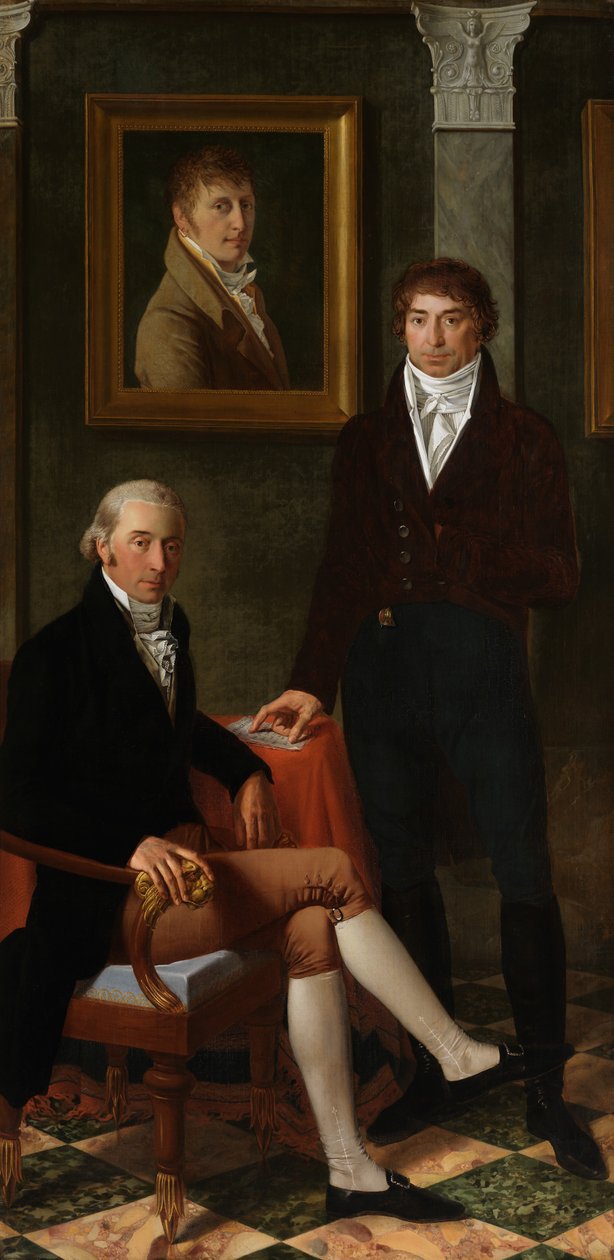 Taiteilijoiden François Wynckelmanin, François van der Doncktin ja Joseph Odevaeren ystävyysmuotokuva (öljy kankaalle) tekijältä Joseph Denis Odevaere
