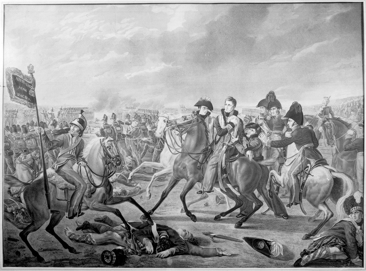 HRH William Prince of Orange haavoittui voiton hetkellä mieleenpainuvassa Waterloon taistelussa, 1815, julkaistu 1816 tekijältä Joseph Denis after Odevaere