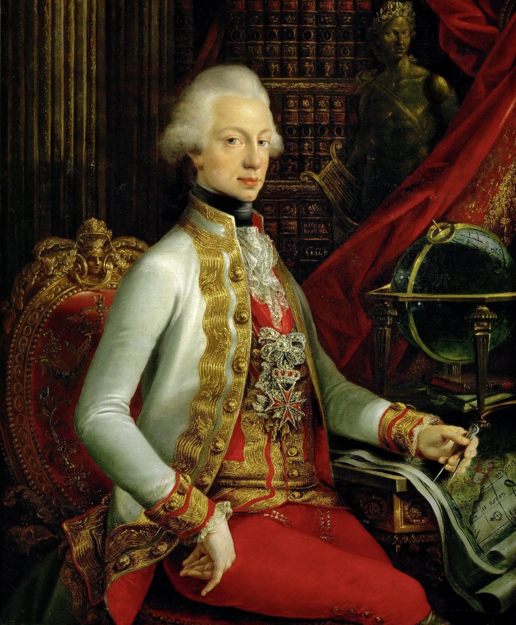 Toscanan suurherttua Ferdinand III 1769-1824 istumassa kirjastossaan, 1797 tekijältä Joseph Dorffmeister