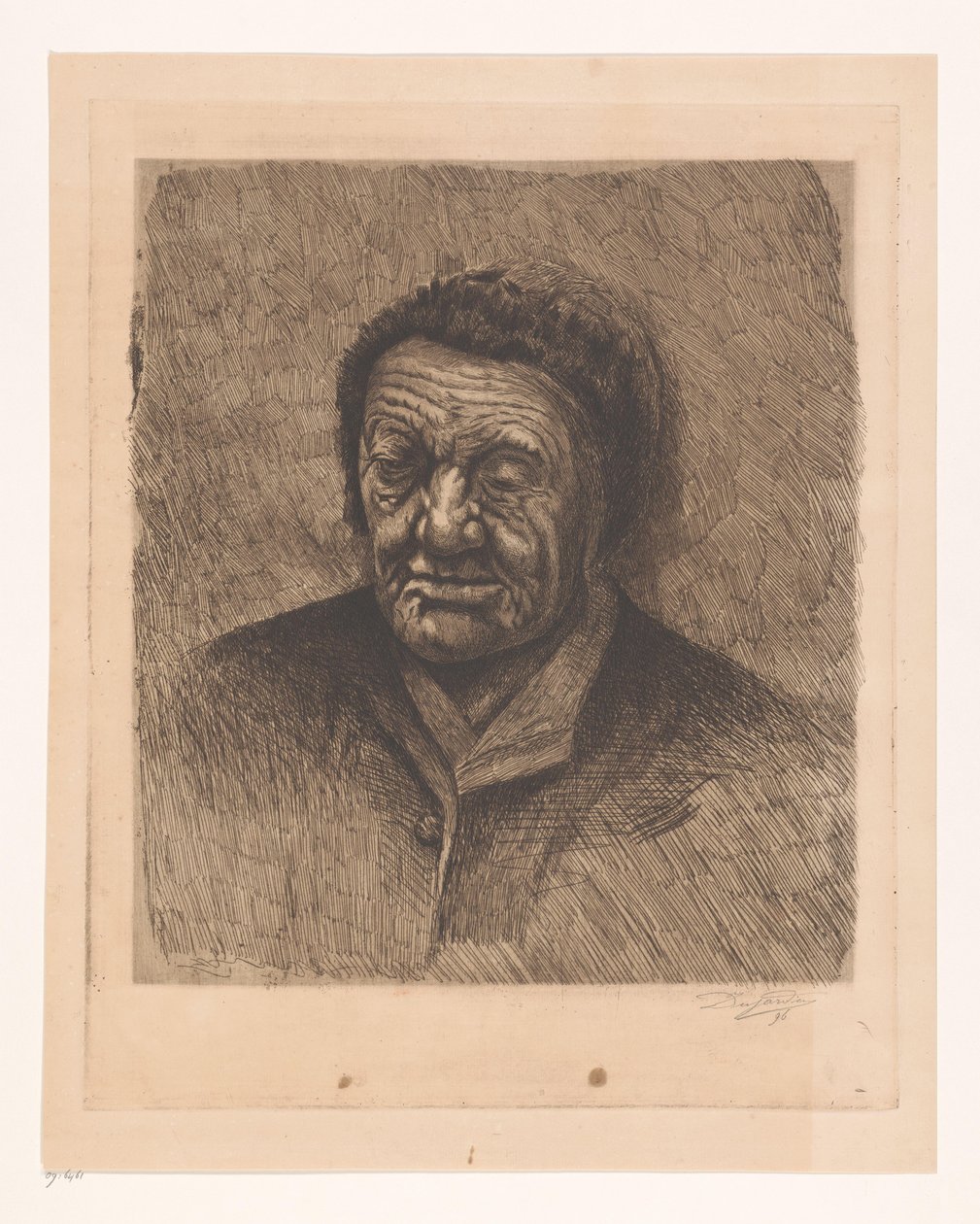 Tuntemattoman vanhan naisen muotokuva tekijältä Joseph Dujardin (signed by artist)