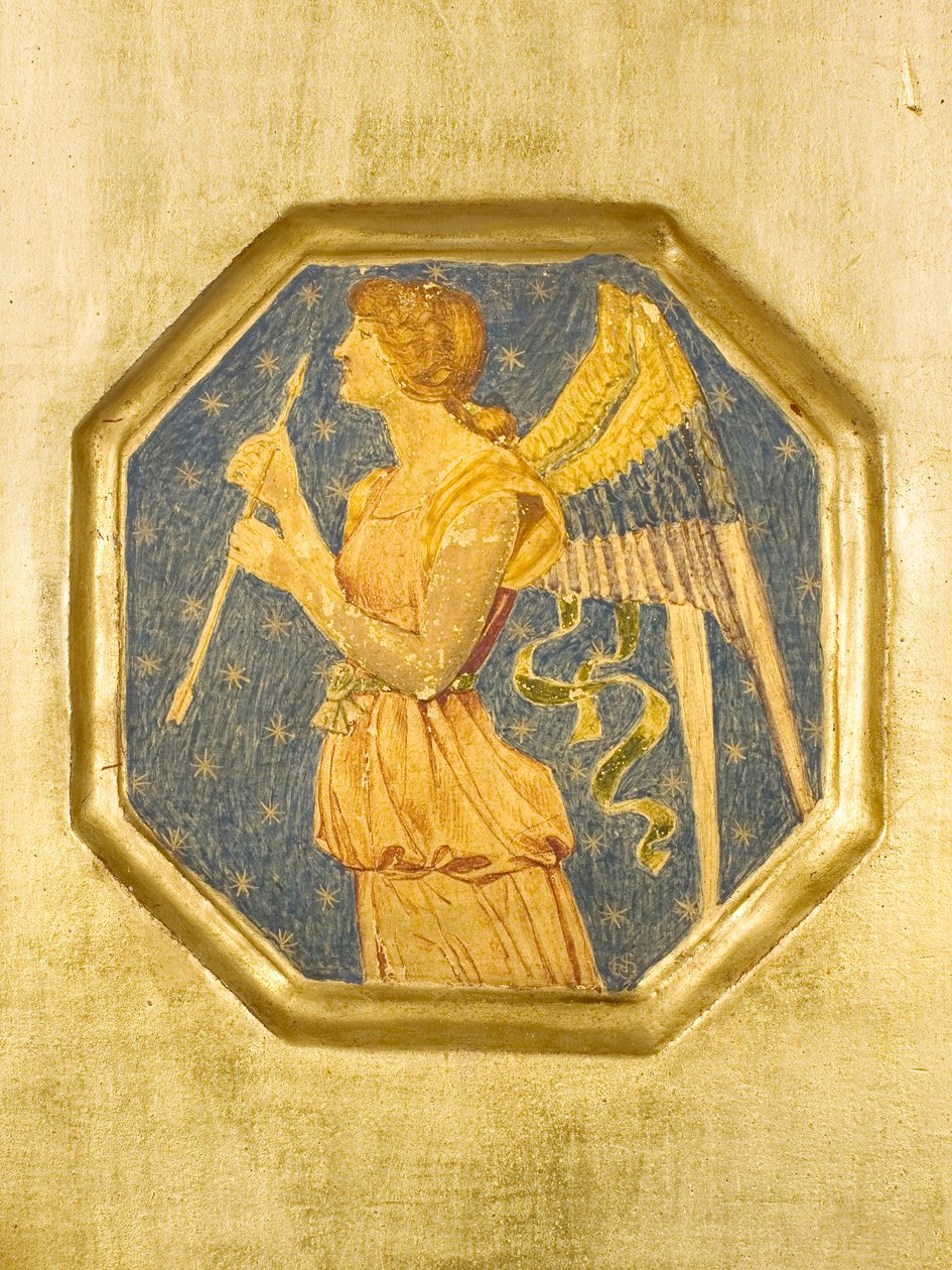 Enkeli nuolella, yksityiskohta Crystoforelta tekijältä Joseph Edward Southall