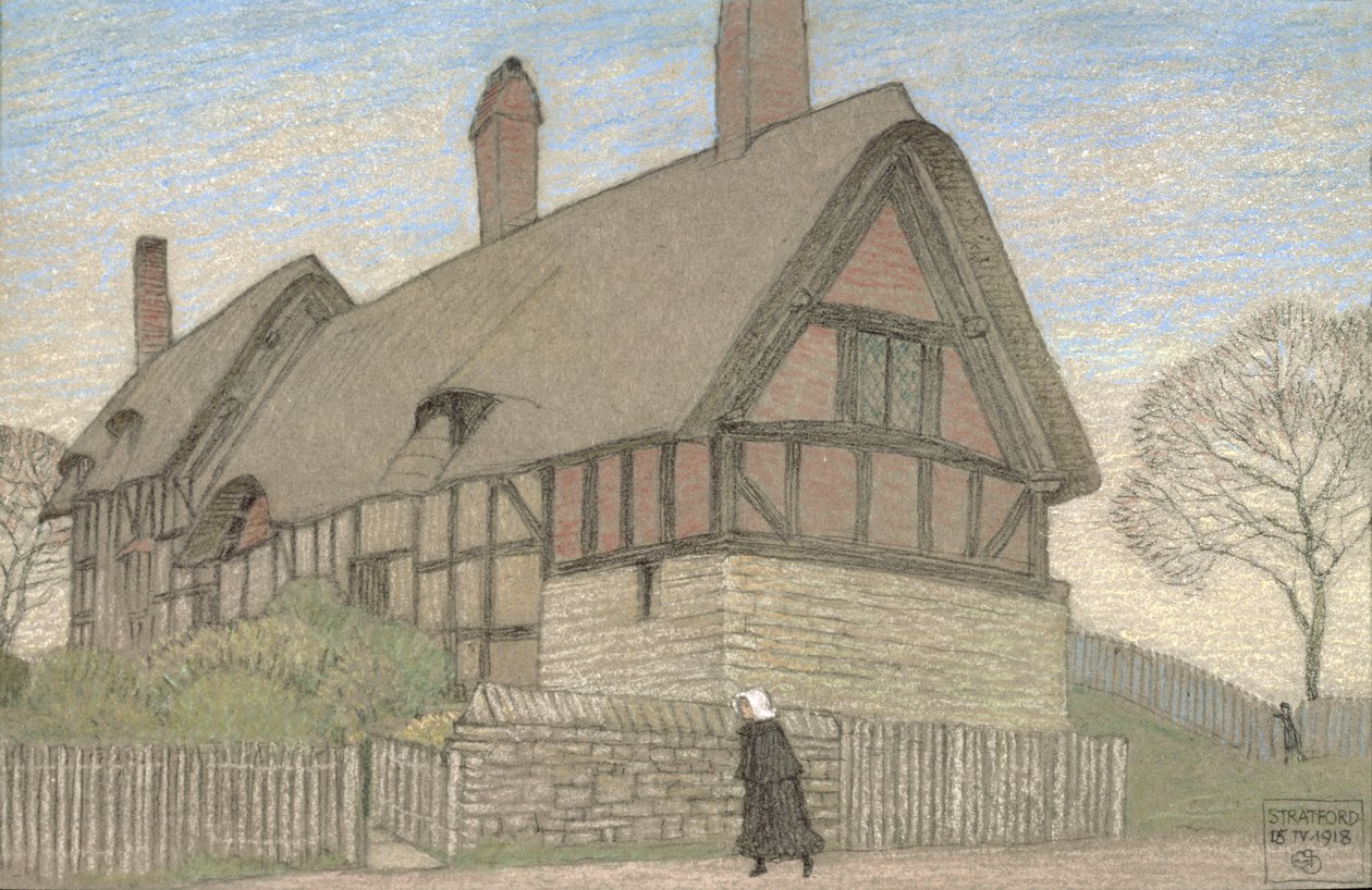 Anne Hathawayn mökki, 1918 (pastelli paperille) tekijältä Joseph Edward Southall