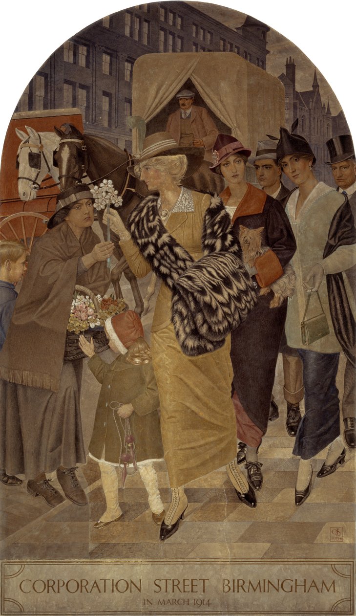 Corporation Street, Birmingham maaliskuussa 1914 tekijältä Joseph Edward Southall