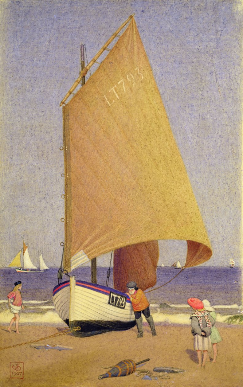 Kalastajat nostavat veneen, Southwold tekijältä Joseph Edward Southall