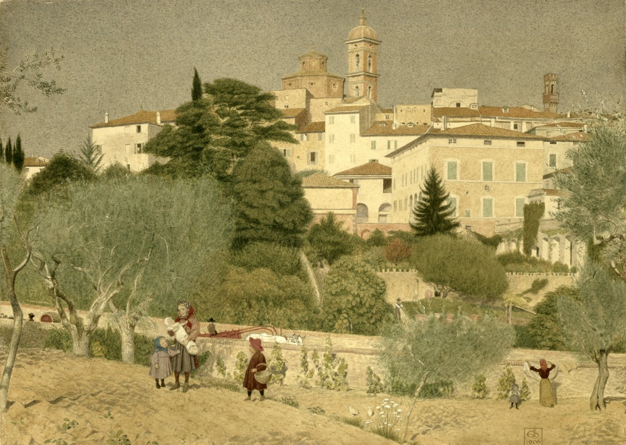 Toscanassa, 1906 (wc paperilla) tekijältä Joseph Edward Southall