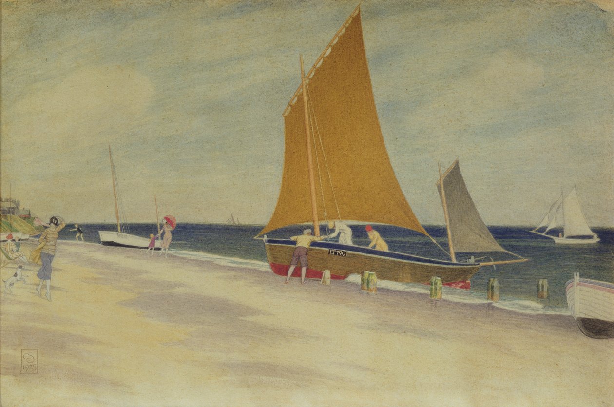 Pleasures of the Seaside, 1925 (wc paperilla) tekijältä Joseph Edward Southall