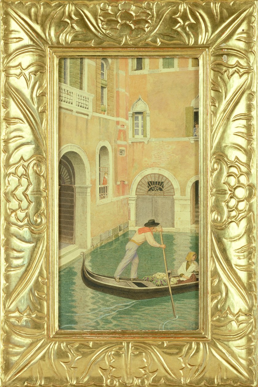 Rio della Guerra, Venetsia, 1921 (wc tai tempera kynällä kortilla) tekijältä Joseph Edward Southall