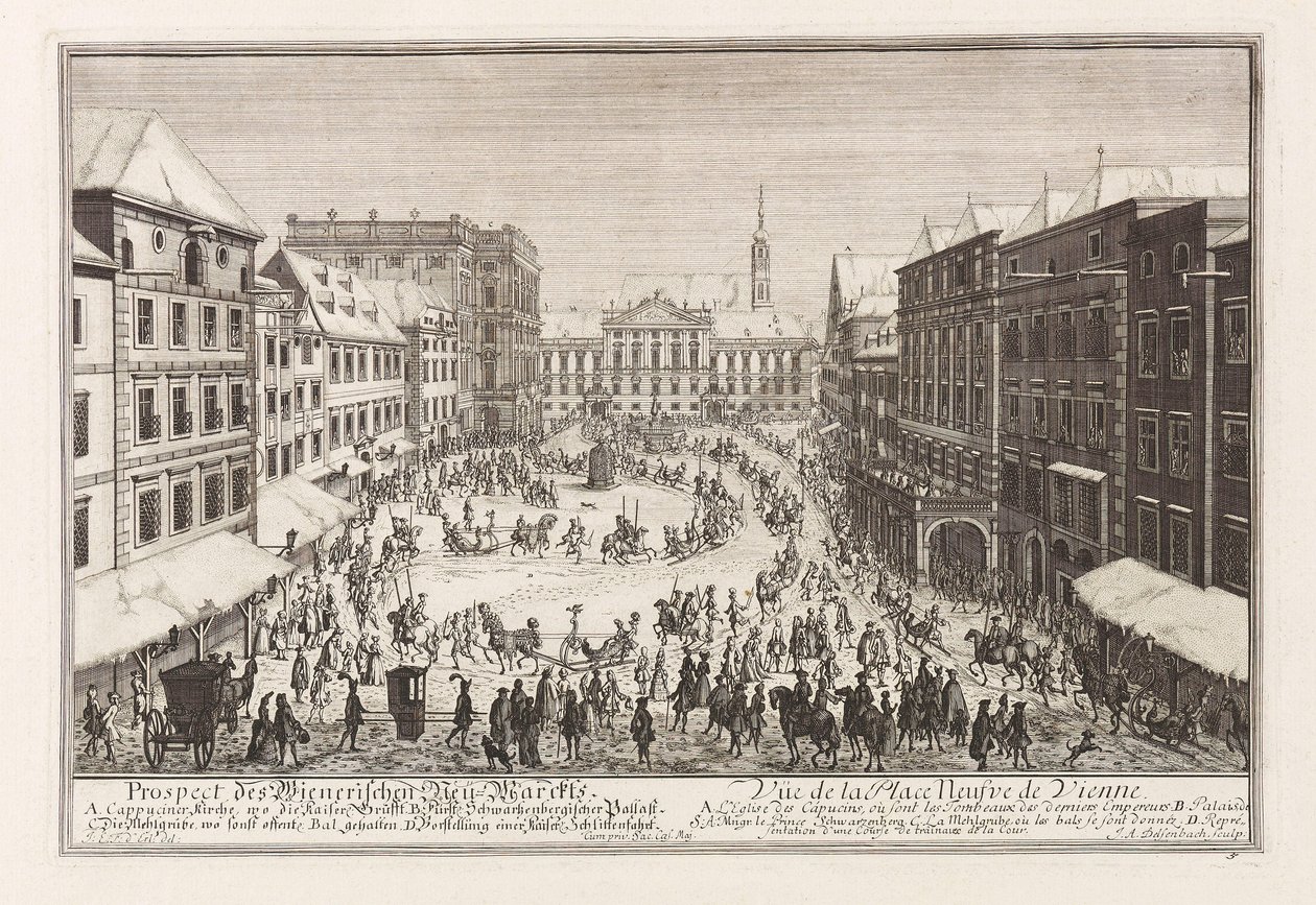 Wienin Neuer Markt New Market, 1719. tekijältä Joseph Emanuel Fischer von Erlach