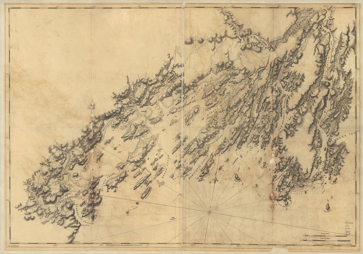 Mainen rannikko Salter Islandista Portland Headiin. tekijältä Joseph F. W. Des Barres