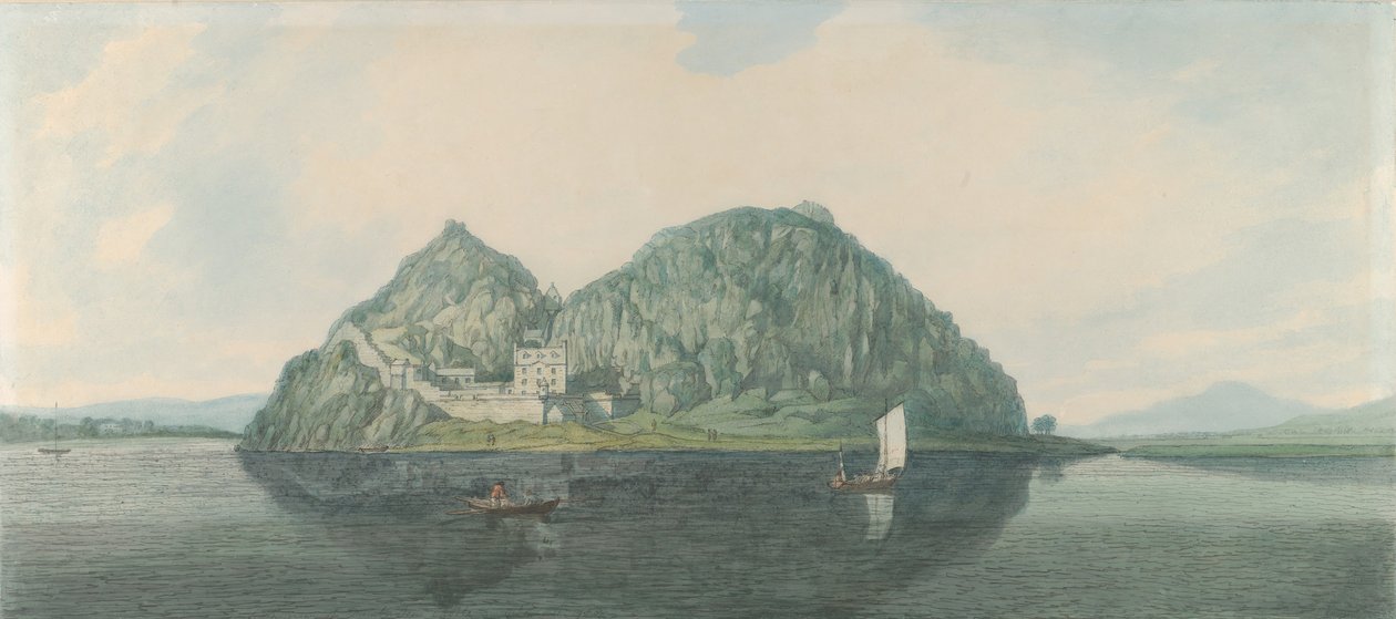 Dumbarton Rock etelästä, 1788. tekijältä Joseph Farington