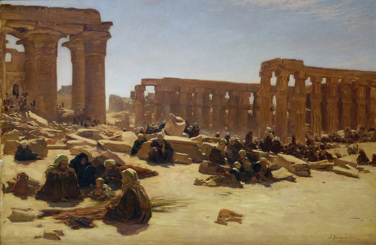 Luxorin temppelin rauniot, noin 1890 tekijältä Joseph Farquharson