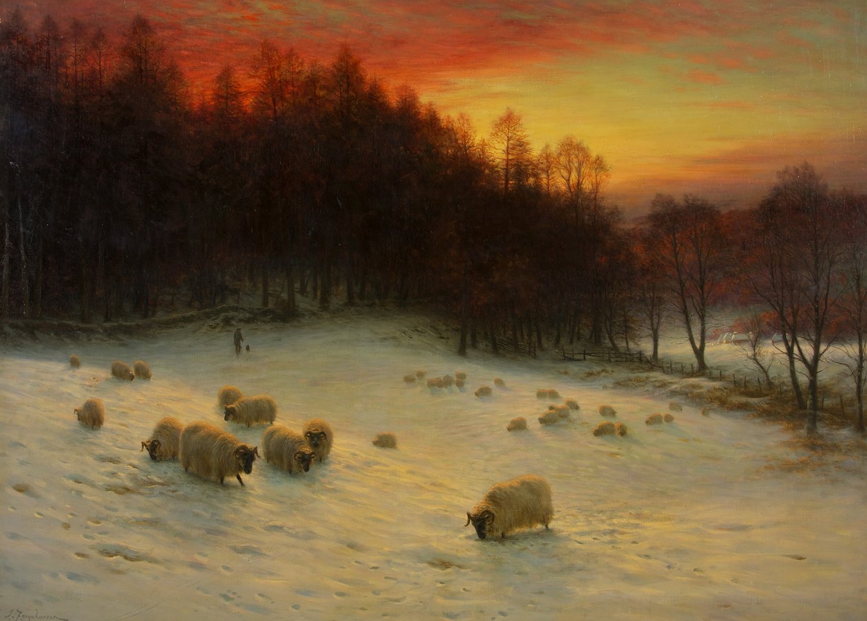 Kun länsi iltahämärässä loistaa, exh.1910 (öljy kankaalle) tekijältä Joseph Farquharson