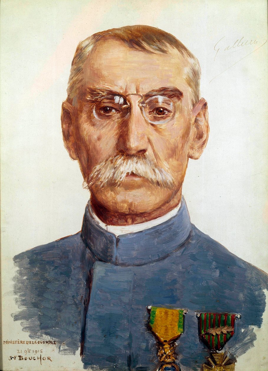Ensimmäinen maailmansota (1914-1918): "" Marechal Joseph Simon Gallienin (1849-1916) muotokuva"" Joseph Felix Bouchorin (1853-1937) maalaus 1915 Su. 0,33 x 0,24 m tekijältä Joseph Felix Bouchor