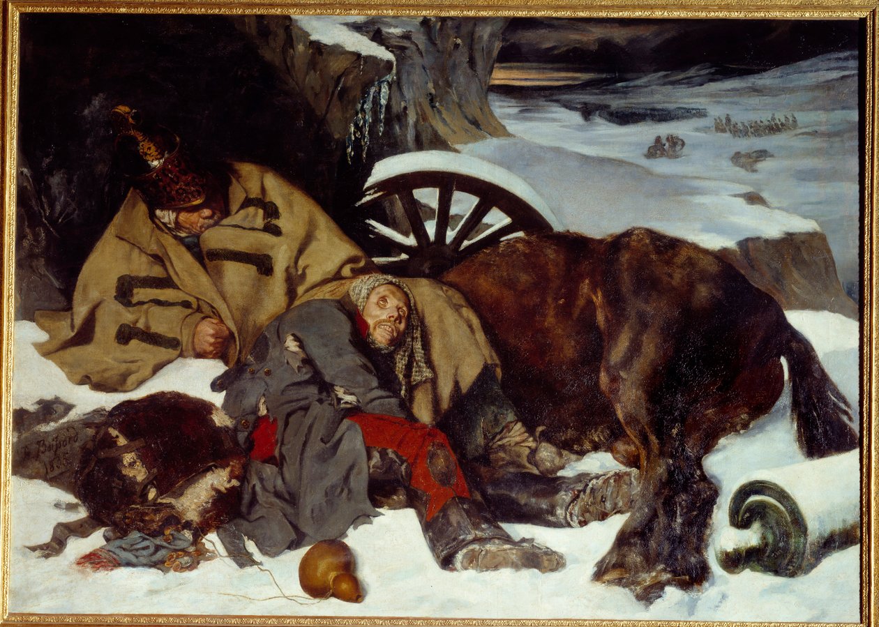 Jakso Venäjän vetäytymisestä. Napoleonin sota (1812). Joseph Ferdinand Boissard De Boisdenier (1813-1866) maalaus tekijältä Joseph Fernand Boissard de Boisdenier
