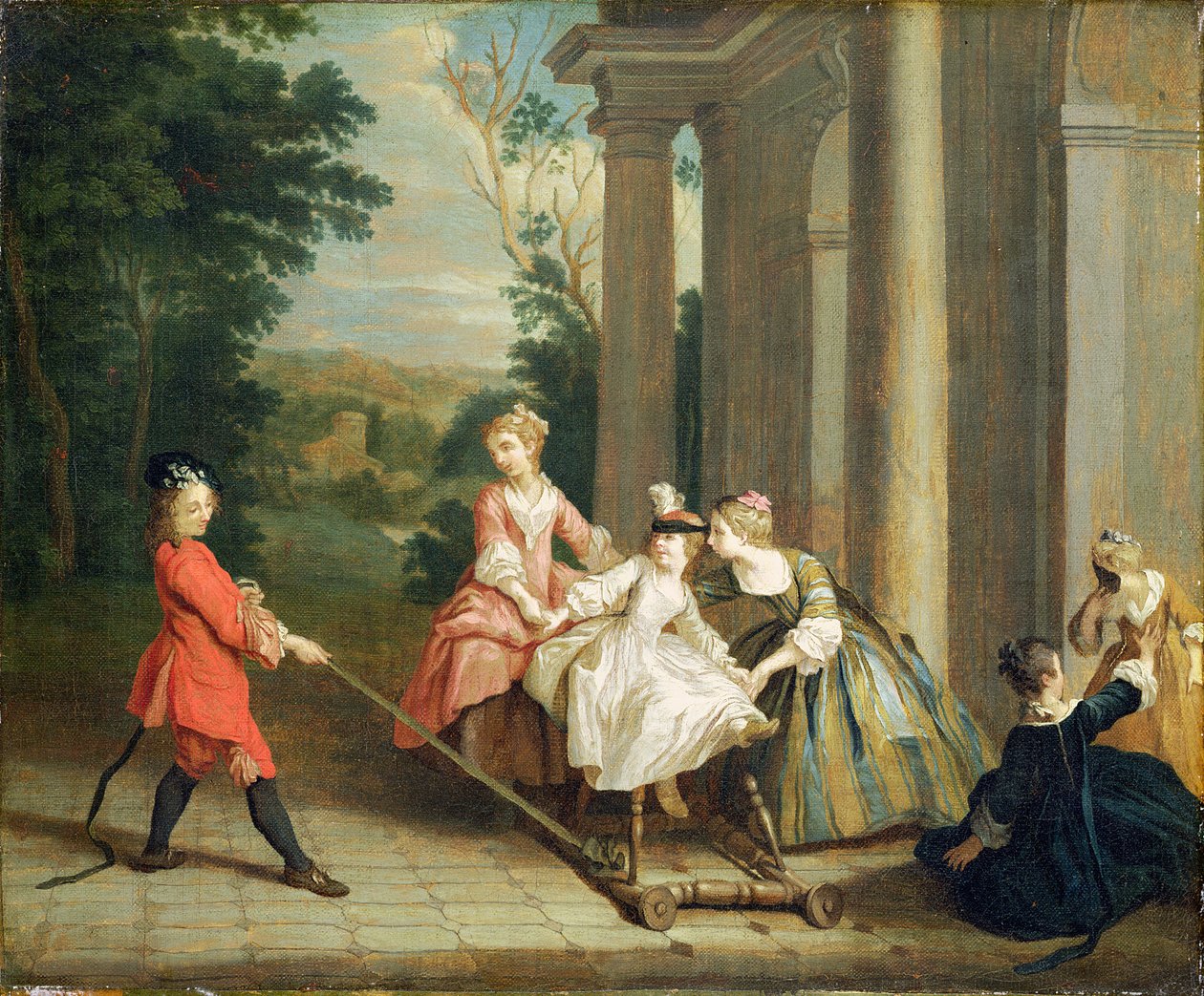 Lapset leikkivät harrastushevosen kanssa, n. 1741-47 tekijältä Joseph Francis Nollekens