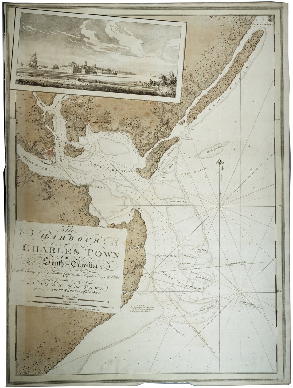 Charlestownin satama [Charleston] Etelä-Carolinassa, 1780 tekijältä Joseph Frederick Wallet DesBarres