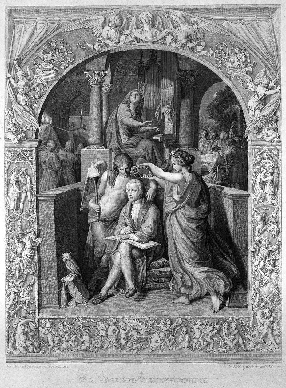Wolfgang Amadeus Mozartin ylistys, n. 1858 tekijältä Joseph Führich Ritter von